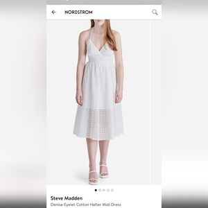 Steve Madden Denise Eyelet Cotton Halter Midi Dress